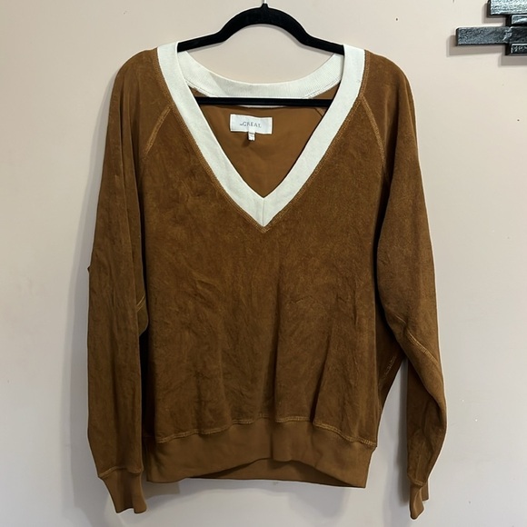 The Great Bronze Micro Terry Knit V-Neck Sweater NWT Size 1 (U.S. Size Small) - Picture 1 of 11